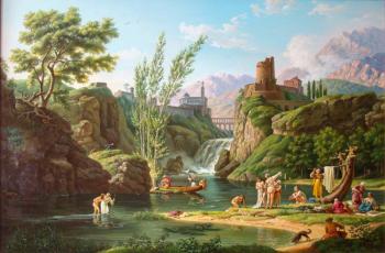 Morning. Bathing women