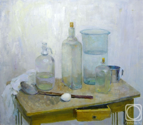 Kolobova Margarita. White Stillife with Glass