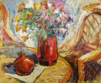 Flowers and pomegranate. Rezanova-Velichkina Olga