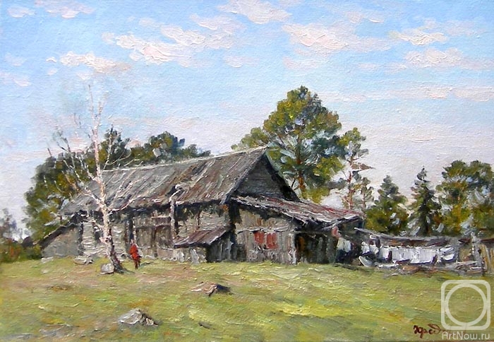 Fedorenkov Yury. The old house near to a birch. Island Valaam