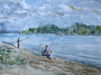 Fishermen on the shore. Kruppa Natalia