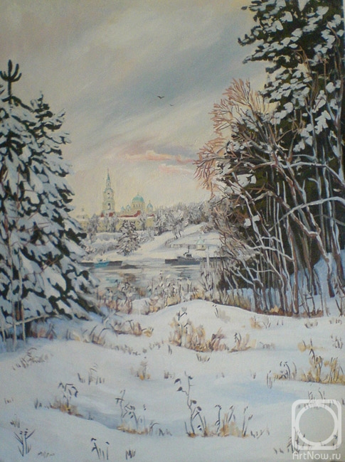 Romanova Elena. Winter on Valaam. View of the monastery
