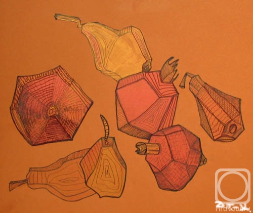 Torik-Hurmatova Dilara. Fruits (grenades and pears)