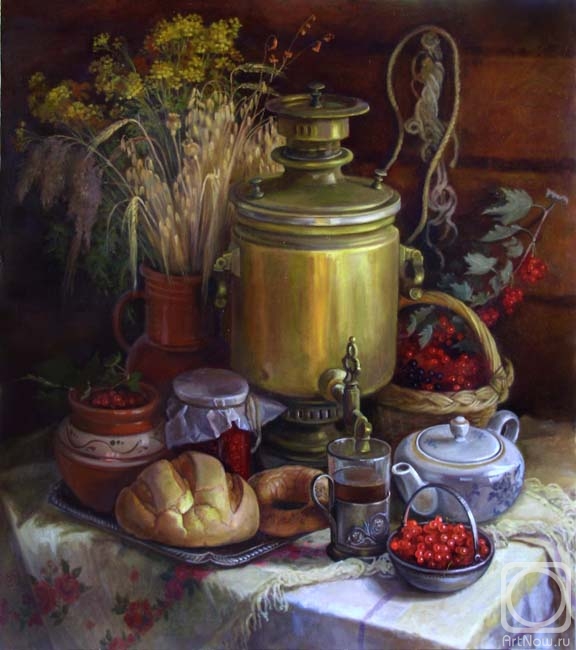 Shumakova Elena. Samovar and rolls