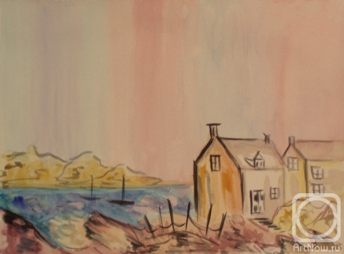 Lukaneva Larissa. Copy 64 (landscape with houses and lake)