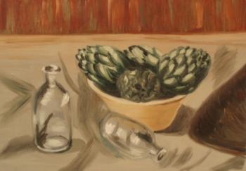 Copy 65 (still life with artichokes and glass bottles)