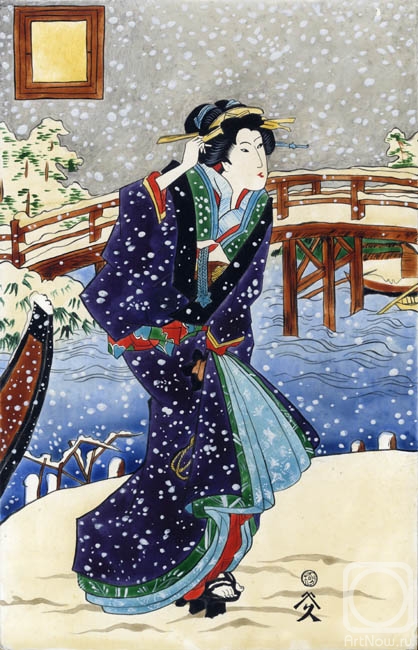 Goncharova Katherina. A Copy of Kunisado. Evening Snow