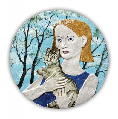The girl with the cat (Derevya). Pomelova Innesa