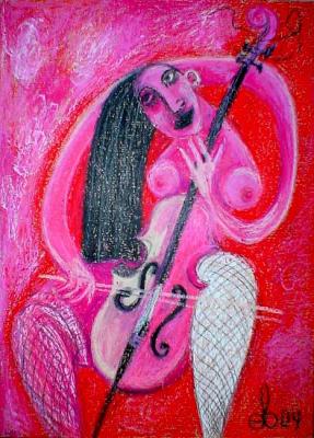 Pink nude with cello. Yevdokimov Sergej