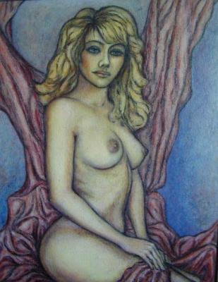 Nude blonde with krapp-lacquer drapping. Kyrskov Svjatoslav