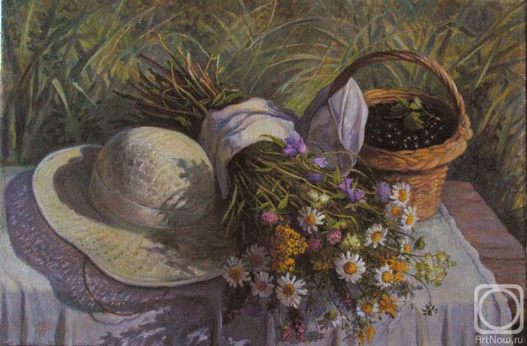 Shumakova Elena. Bouquet and hat