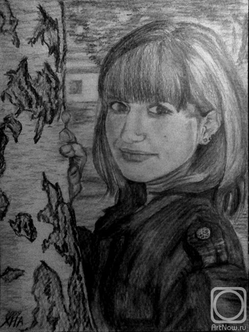 Khubedzheva Nataliya. Girl at a birch