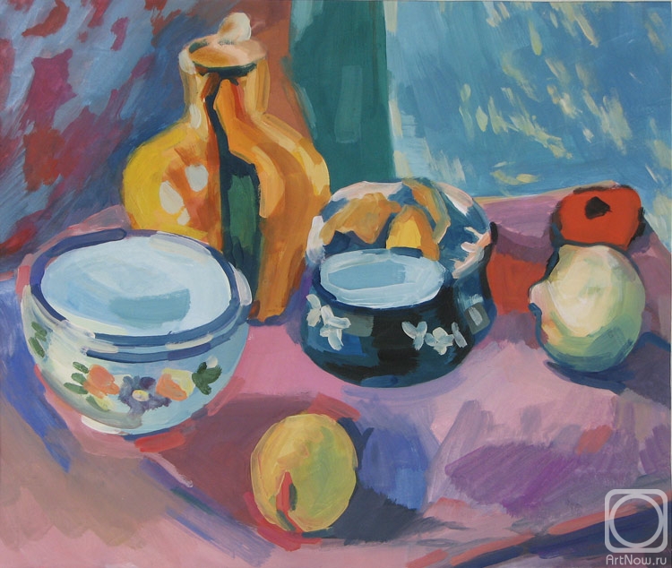 Zhukova Juliya. Tableware and fruit
