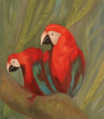 Copy 108 (parrots on a branch). Lukaneva Larissa