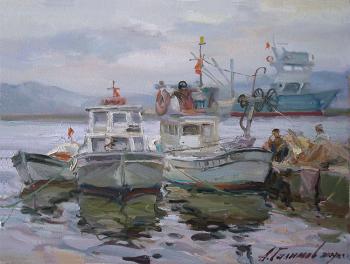 Evening at the pier fishermen. Galimov Azat