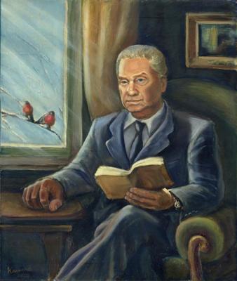 The Bullfinches. A Portrait of the man sitting by the window. Kashina Eugeniya