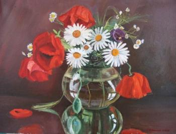 Bouquet of poppies and daisies. Chernyshev Andrei