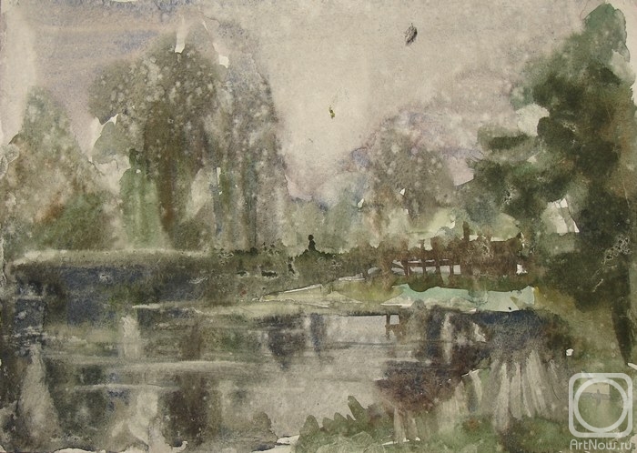 Khvastunova Alla. Pond in the rain