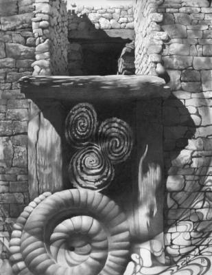 Tripal-Spiral Symbol in Newgrange and Aztec Carving of a Rattlesnake