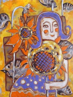 Girl in sunflowers
