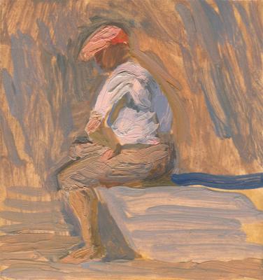 Woman-worker on the Building Place, Domodedovo (oil sketch) (Construction Place). Yudaev-Racei Yuri