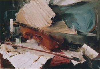 Still life with violin. Pavlovets Aleksandr