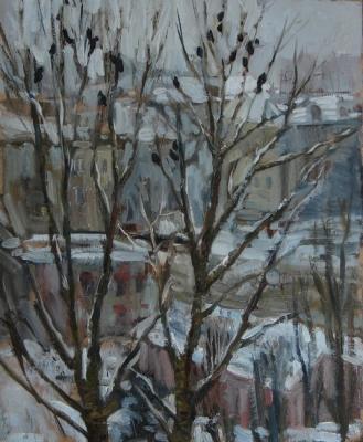 View from the window. Wet Winter. Khvastunova Alla