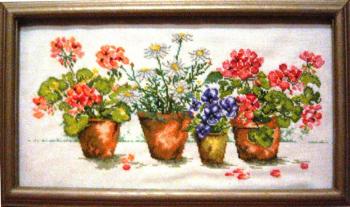 Indoor flowers in pots on the windowsill. Gvozdetskaya Tatiana