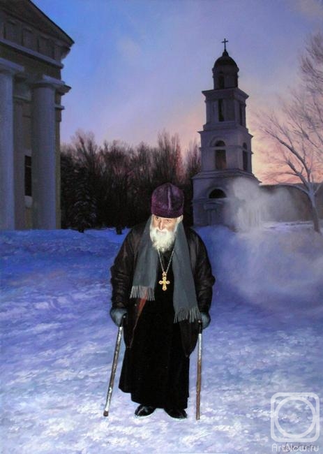 Arseni Victor. ELDER AND ANGEL. Father Vasily after service in the Cathedral of the Nativity in Kishinev
