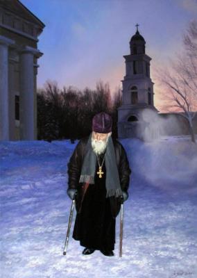 ELDER AND ANGEL. Father Vasily after service in the Cathedral of the Nativity in Kishinev