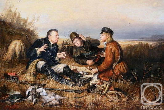 Yekimov Vladimir. Hunters at the halt (possible execution with portraits of the customer)