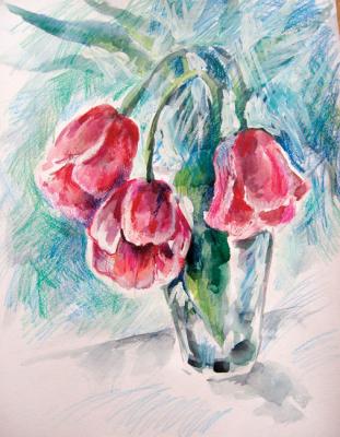 Crimson tulips. Lavrova Elena