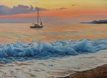 Evening at the sea. Blue Wave. Chernyshev Andrei