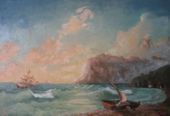 Sea. Koktebel (copy from the reproduction of Aivazovsky I. K.)