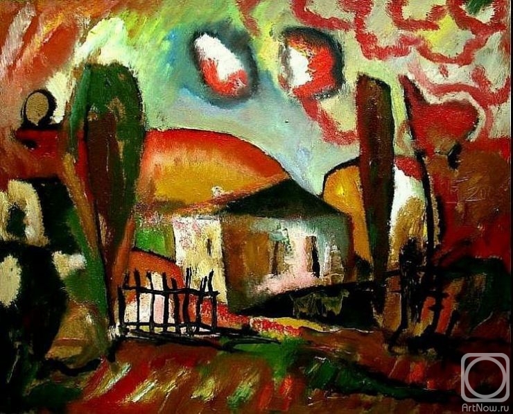 Makeev Sergey. Landscape with a house at sunset. 2006