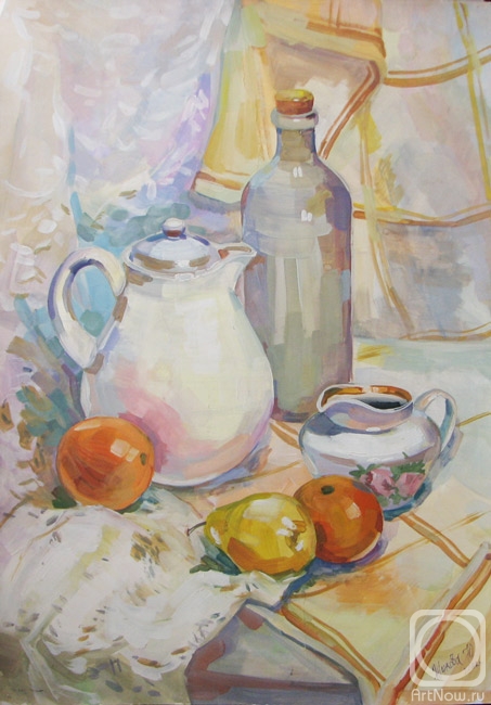 Zhukova Juliya. White Still Life with Oranges