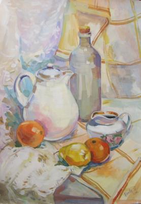 White Still Life with Oranges (Still Life In Gouache). Zhukova Juliya