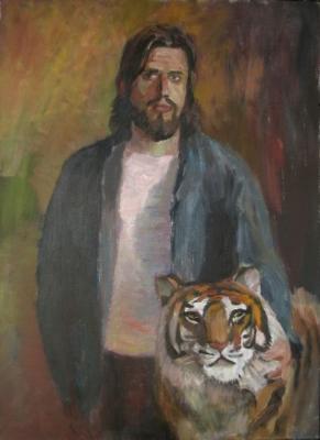 Self-portrait with Tiger. Tevtoradze Aleksandr