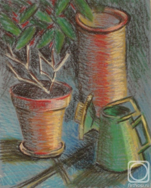 Lukaneva Larissa. Copy 216 (still life with flower pot and watering can)