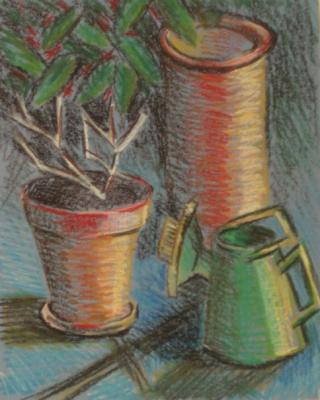 Copy 216 (still life with flower pot and watering can). Lukaneva Larissa