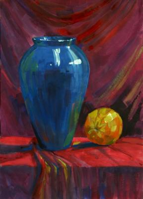 Blue vase with orange. Reutova Yaroslava