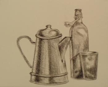 Copy 220 (still life with coffee pot and glass bottle). Lukaneva Larissa
