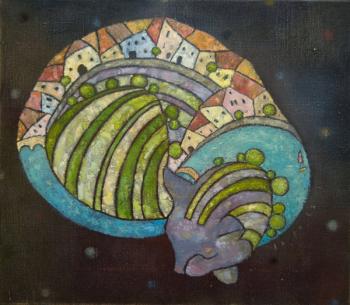 Multi-coloured dreams of a grey cat