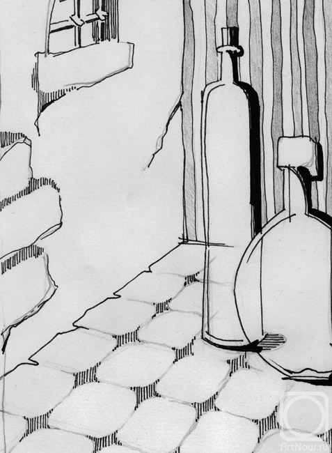 Galaktionova Elena. Sketch fragment to a gobelin "Dungeon" from the "Bottle Life" series