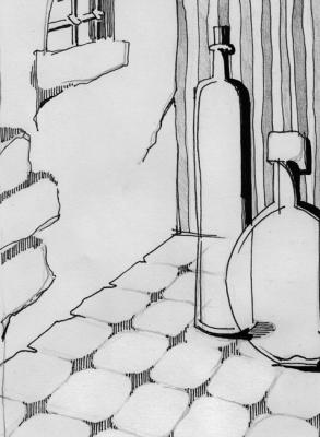 Sketch fragment to a gobelin "Dungeon" from the "Bottle Life" series. Galaktionova Elena