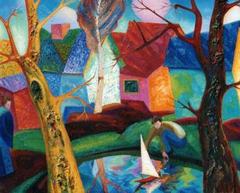 Landscape with boat. Tschernjavski Michail