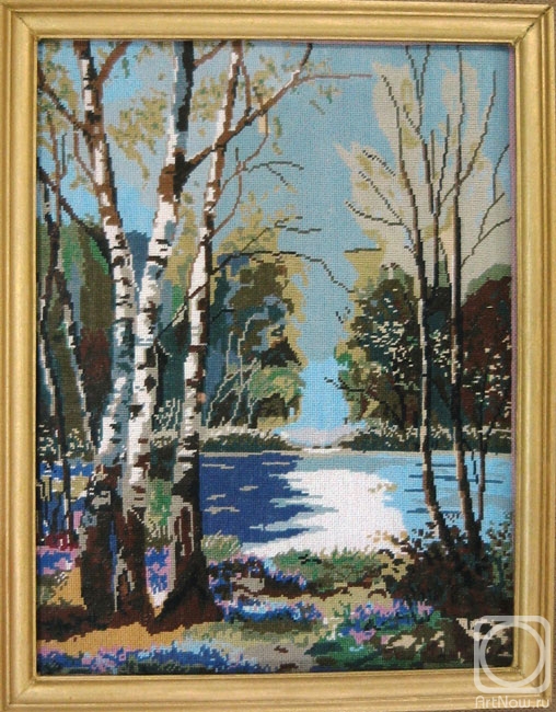 Gvozdetskaya Tatiana. Lake with birch trees