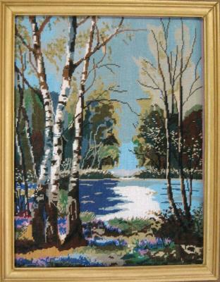 Lake with birch trees. Gvozdetskaya Tatiana
