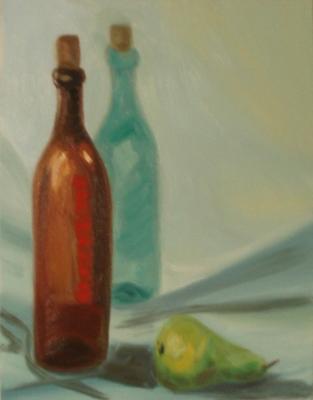 228 (still life with pears and glass bottles). Lukaneva Larissa