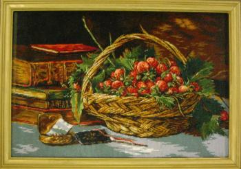 Still life with strawberries in a basket